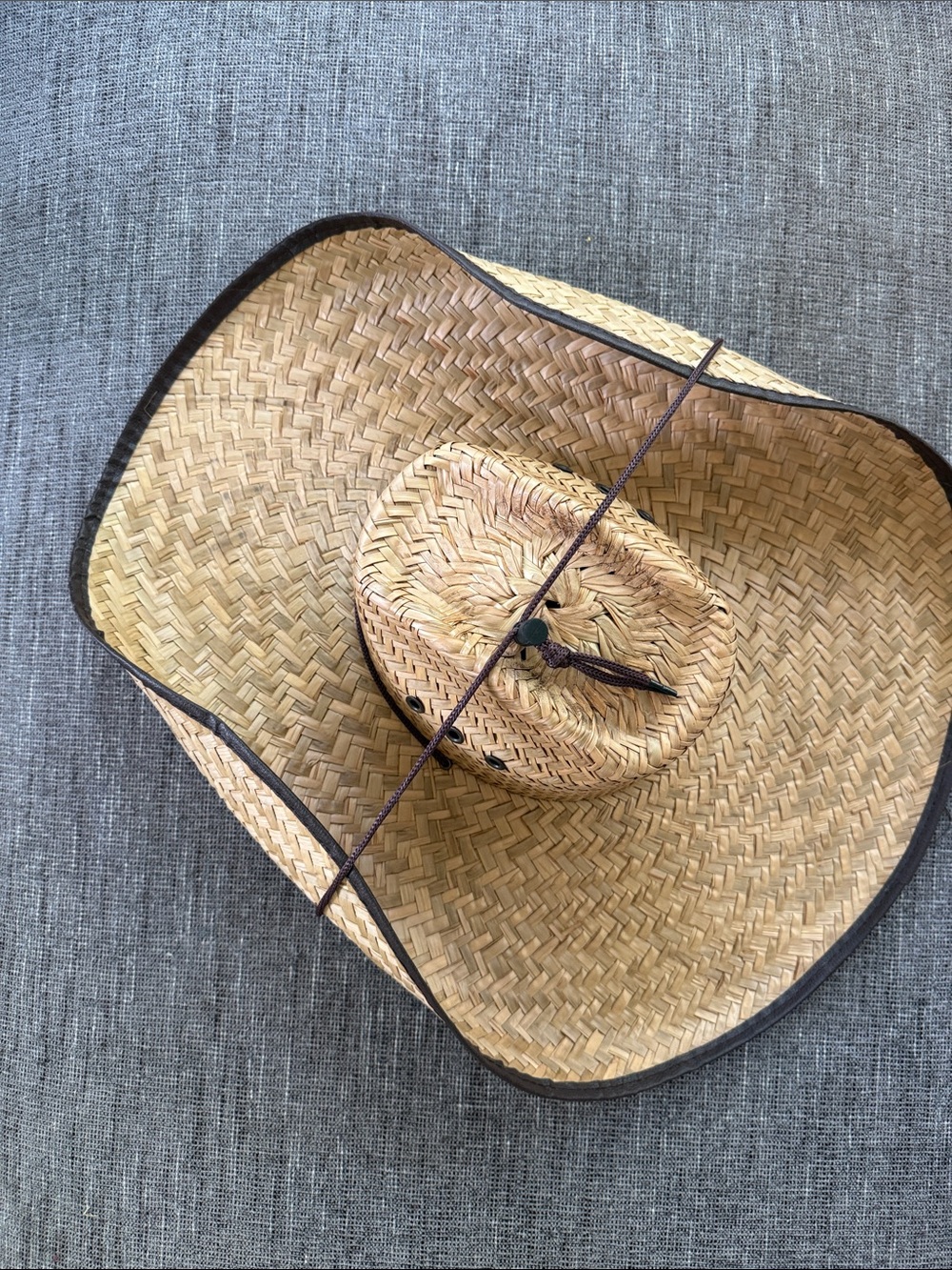 Straw Cowboy Hat with Chin Strap - Natural